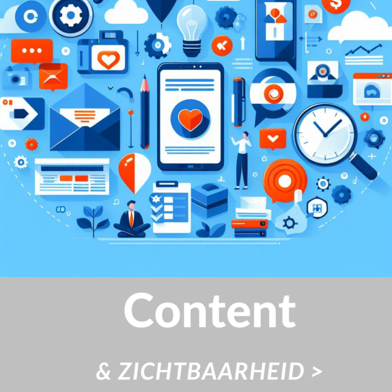 Illustratie van content en zichtbaarheid met verschillende contentvormen en kanalen voor autoriteit en herkenning