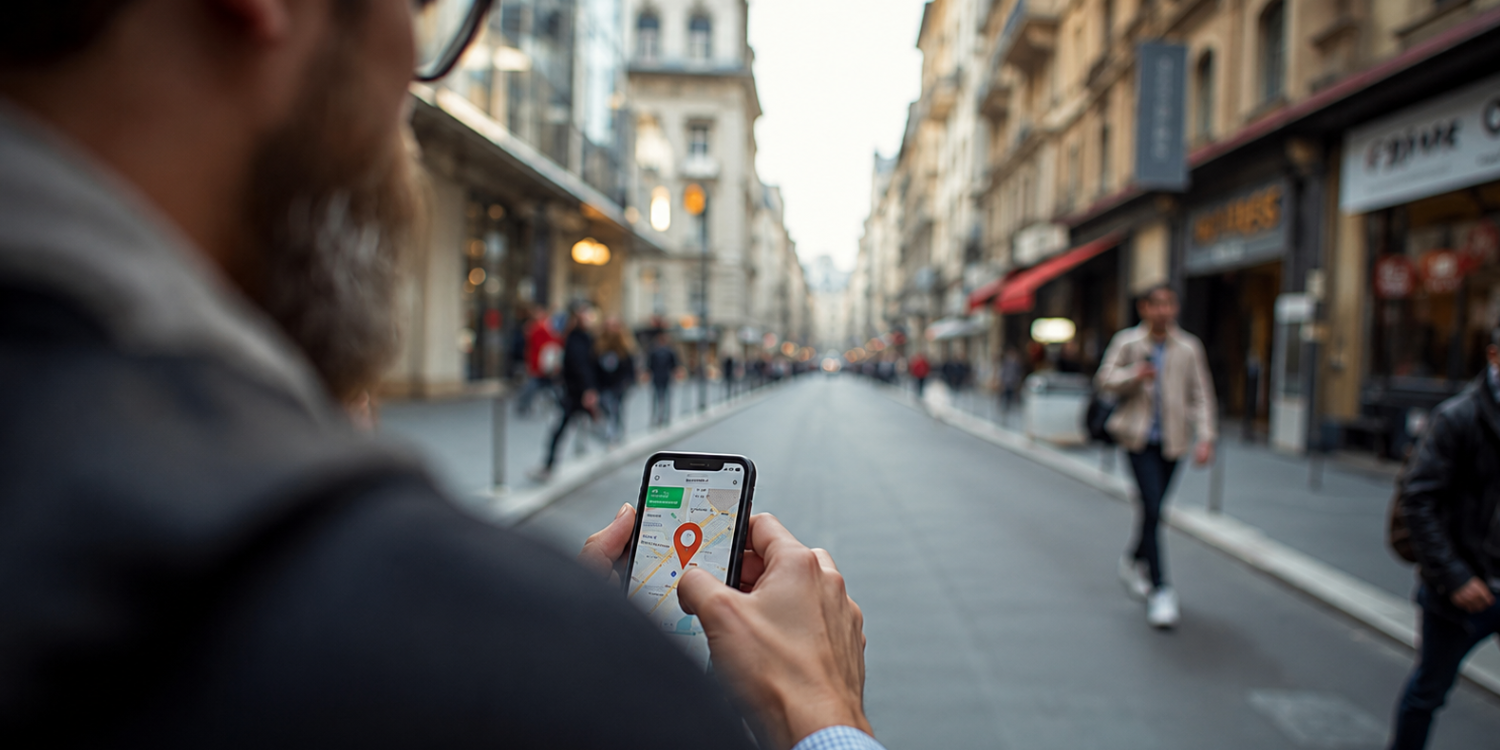 Man gebruikt google maps om dichtstbijzijnde accountant te vinden